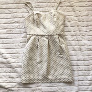 Anthro Moulinette Soeurs Ivory/Gold PolkaDot Dress